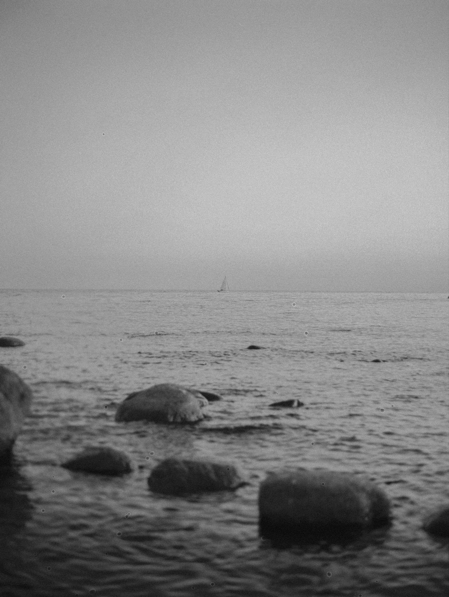 Black and White Photo of the Ocean