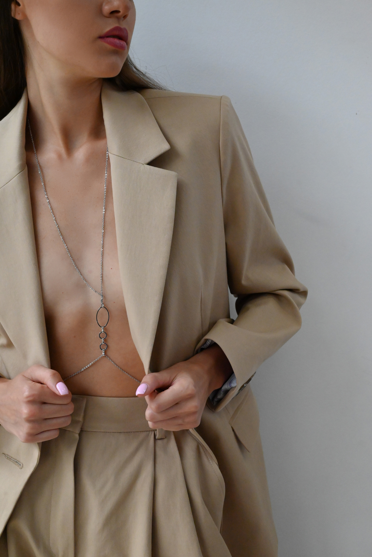 Topless Woman Wearing a Jacket 